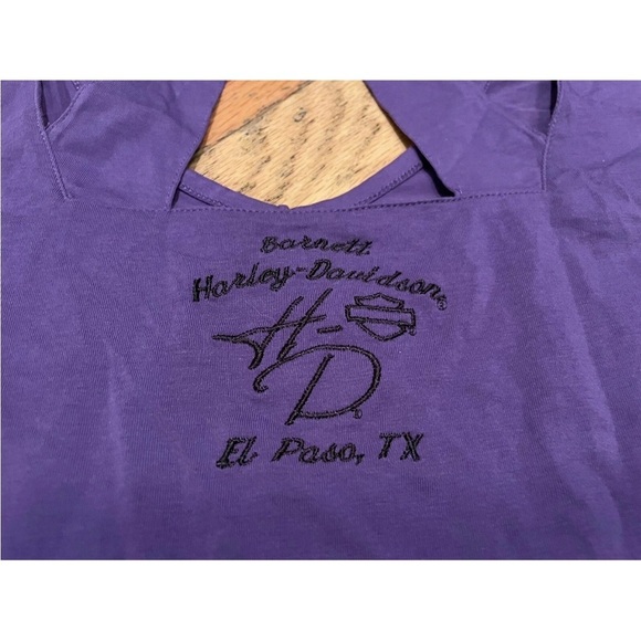 Harley Davidson Purple Cut Out T-Shirt El Paso Texas Women’s Size Large Y2K - Picture 7 of 12